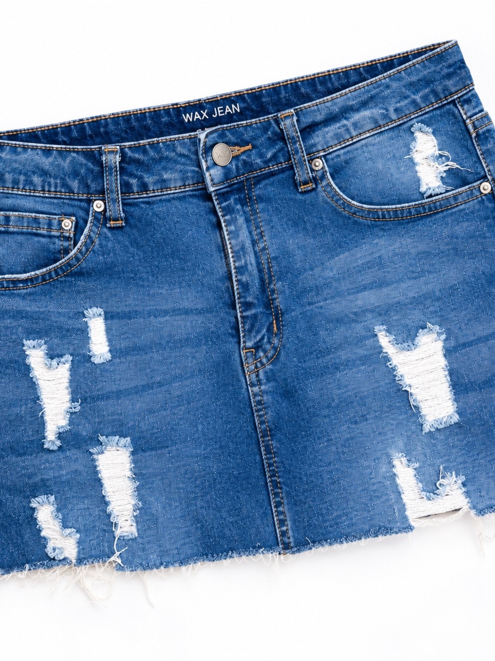 WAX Jeans Denim Skirt, Distressed, Sz Lg